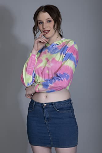 Image of OM SAI LATEST CREATION Women's Western Crop Top with Hoodie Neck & Long Sleeve || Drawstring Pullover Tops || Loose Casual Hoodies for Women Top.