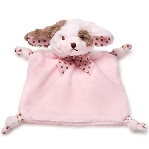 Image of Bearington Baby Wee Wiggles, 8 x 7 Inch Small Pink Puppy Stuffed Animal, Baby Security Blankets for Girls, Dog Lovey