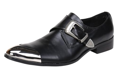 Santimon Loafers Men Smoking Slipper Leather Metal Tip Buckle Moccasin Mens Dress Shoes2