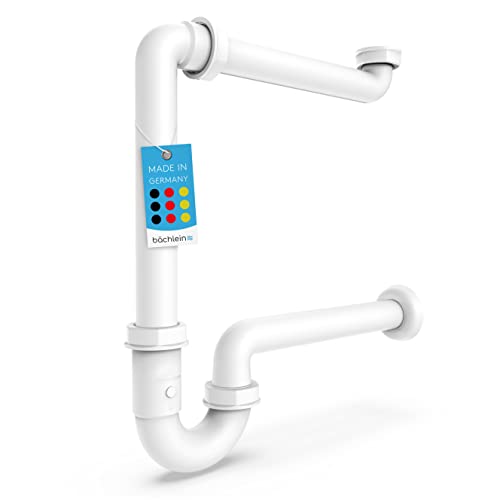 Bächlein G 1 1/4 Zoll Raumsparsiphon fürs Badezimmer - 32 mm flacher Waschbecken-Siphon - Geruchsverschluss Bad - Made in Germany