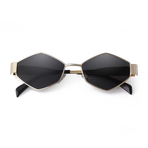 Trendy Hexagon Sunglasses for Women Fashion 2025 Gold Frame Geometric Sun Glasses Shades