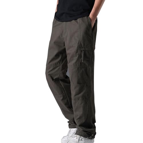 Cargo Pants for Men Functional Straight Leg Outdoor Pants Solid Color Breathable Work Long Trousers Pockets