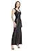 Maggy London Women's Dresses Women's Sleeveless Ruched Metallic Gown V-Neck Floor Length Evening Dress with Slit - Formal Wedding Guest Maxi Dresses, Black/Silver Foil, 0