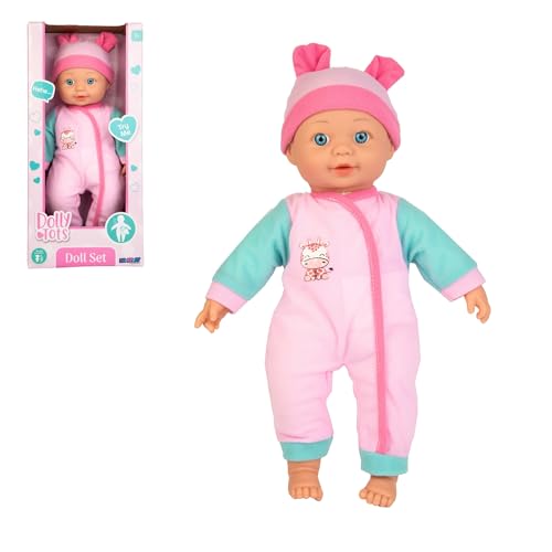 Dolly Tots Night-Time Doll | 40cm Talking Childrens Dolly | Soft Bodied Toy | Dolls For Childrens Prams, Pushchairs, Strollers & Nursery's | 5 Interactive sounds | Ideal First Doll For Toddler | 18M+