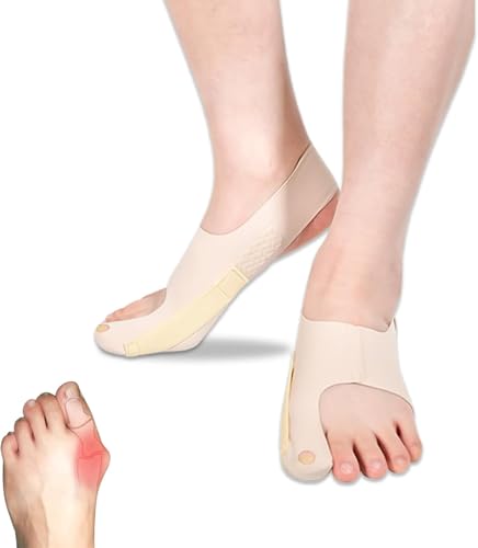 Guyode 2 Piezas Ergonómico Corrector de Juanetes con Correa De Talón Antideslizante, Corrector Juanetes Mujer y Hombres, Almohadilla para Aliviar el Dolor del Dedo Meñique (L, 40-45)