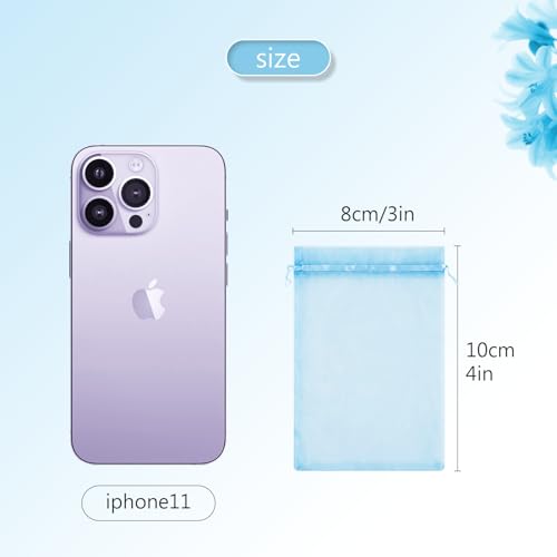 Image of FUNFERY 100Pcs Baby Blue Organza Bags 3x4 in,Small Mesh Drawstring Gift Bag | Little Jewelry Bags for Wedding Party Favors, Mini Drawstring Pouch for Sachet, Candy, Goodie, Treat Bag for Easter Day