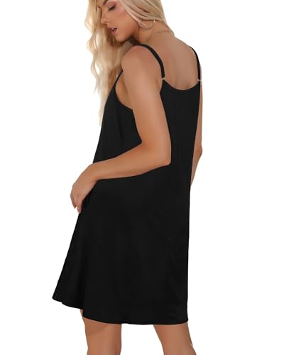 Image of JOELLYUS Summer Dresses for Women Spaghetti Strap Button Down Casual Sundress Beach Cover Up Dress with Pockets 2026
