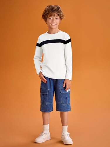 Image of Haloumoning Kids Boys Long Sleeve Crewneck T-Shirts Tee Tops 5-14 Years