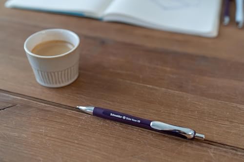 Image of Schneider Slider Rave XB 132684 Ballpoint Pen (Limited Special Edition, 1x Organic Green, Silver Grey, Plum, Black, Made in Germany) Pack of 4, Ink Colour: Blue