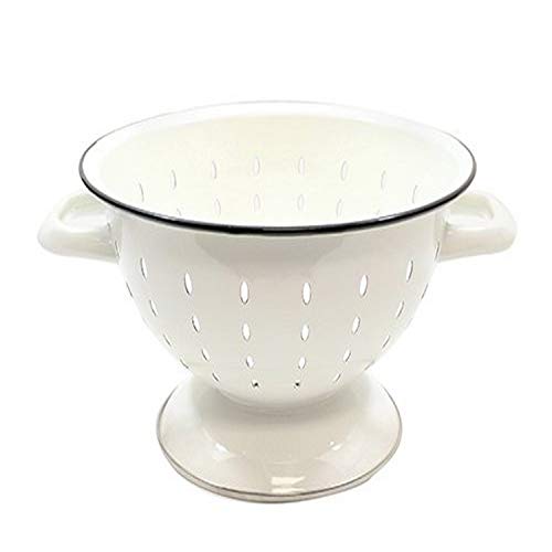 Tablecraft H80000 Scolapasta con Manici, Acciaio, Bianco