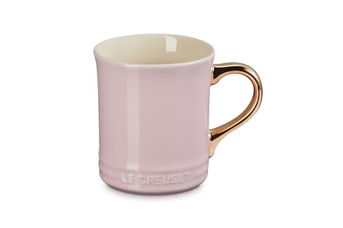 LE CREUSET Vancouver Mug with Gold Metallic Handle, 14 oz., Chiffon Pink