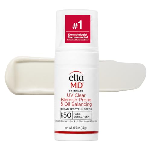 Image of EltaMD UV Clear Face Sunscreen with Zinc Oxide, Oil-Free, SPF 46 and SPF 50 | Calms and Protects Acne-Prone Skin and Rosacea, No White Cast, Dermatologist Recommended, Available in Three Tints and Sizes