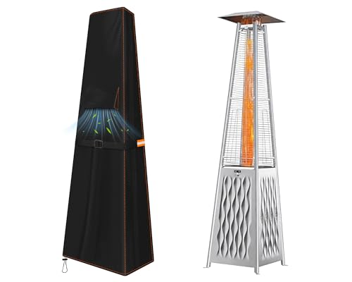 Rimwig patio heater cover waterproof Oxford fabric outdoor heater protector with Air Vents and Windproof drawstring for Pyramid Stand Up Heater 220x60x54cm