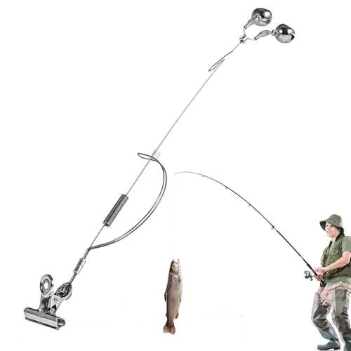Clips de campana de pesca – doble campana de advertencia de caña de pescar, abrazadera de caña de pescar de mar | Anillo de pesca con doble campana | Campanas de acero para exteriores