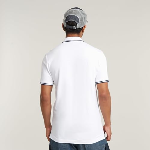G-STAR RAW Herren Dunda Slim Stripe Poloshirt, Weiß (White D17127-5864-110), S – Ansicht 2