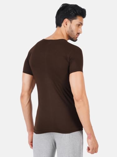 Image of RAMRAJ COTTON Pack of 4 Men's Multicolor Round Neck Half Sleeve Cotton Undershirt Vest(Assorted;85)