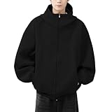 [foveitaa] ジップ パーカー メンズ 秋服 大きいサイズ ストリート ゆったり 長袖 春秋冬服 人気 無地 厚手 柔らかい肌触り 快適 スポーツ トップス カジュアル かっこいい ヒップホップ 春秋冬服 black-2XL