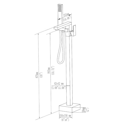 Grifería de Bañera Independiente Taplong con Ducha de Mano Acabado Oro Cepillado | Llave de Piso para Bañera Flujo Alto para Baño de Lujo-51001BG miniatura 7