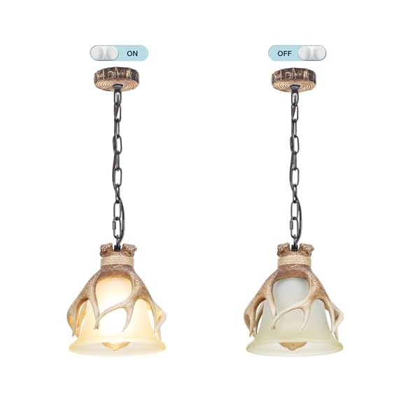 Rustic pendant lighting for kitchen island dining room sink foyer mini glass hanging light fixture farmhouse deer horn antler pendant light fixture  urban country home decor