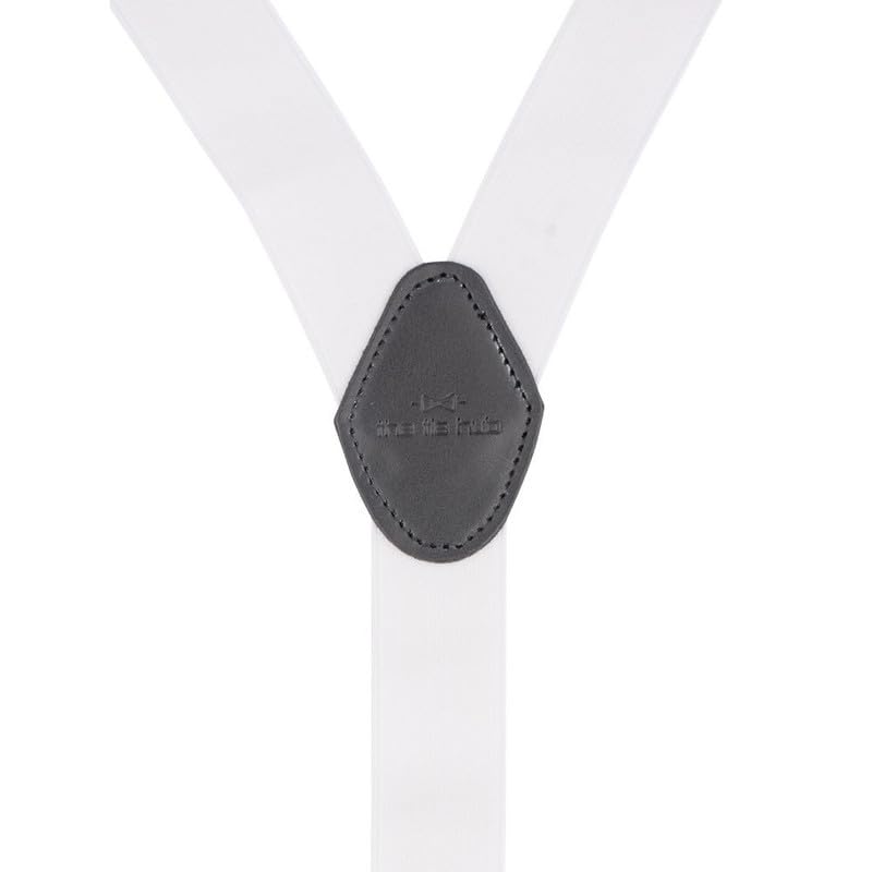 Image of The Tie Hub Suspenders for Men Elastic Adjustable Y Back Braces with Strong Metal Clips for Wedding Formal Office Wear