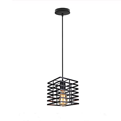 Lustre industriel noir E27 pour îlot de cuisine et salle à manger vintage