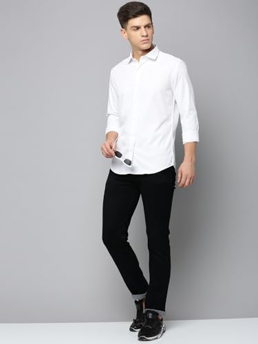 Image of SHOWOFFFF Men Self Design Casual Shirt | Spread Collar Full Sleeves Cotton Shirt for Mens | Slim Fit Regular Length Shirt for Men's