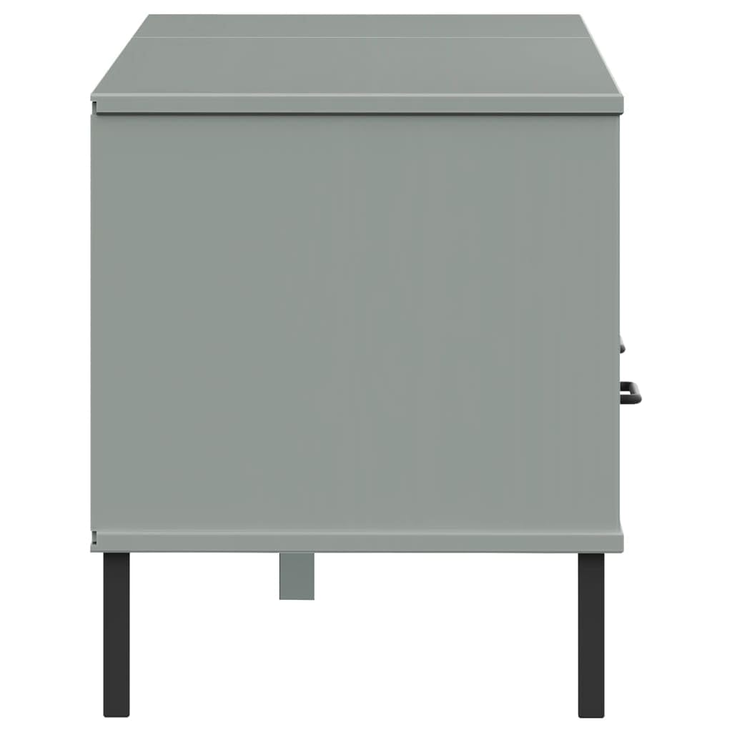 Oslo Mobile TV grigio in legno massiccio di pino, 158 x 40 x 46,5 cm, con gambe in metallo, 2 cassetti, centro di intrattenimento per soggiorno, stabile supporto TV