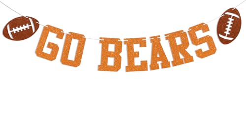 Go Bears Banner - Bears Party Decor Football Game Day Banner Bears Football Party Decorations Orange Glitter