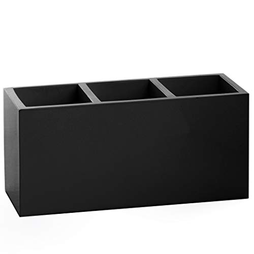 BINO Multi Purpose 3 Compartment Organizer - Makeup Container Organizers - Compartment Organizer for Makeup Brushes, Home and Office Supplies - Matte Black