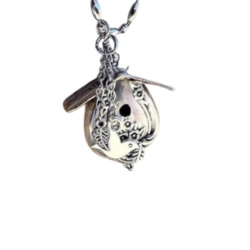 Birdhouse Necklace, The 1951 "Magnolia" Silverware Birdhouse, Handmade Vintage Hollow