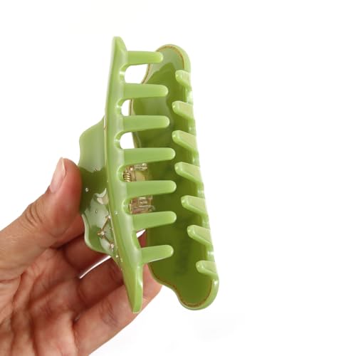 Pisces Zodiac Sign Hair Claw, Green Acetate with Crystals Personalized Acetate Hair Clip for Women Gift 1 Piece