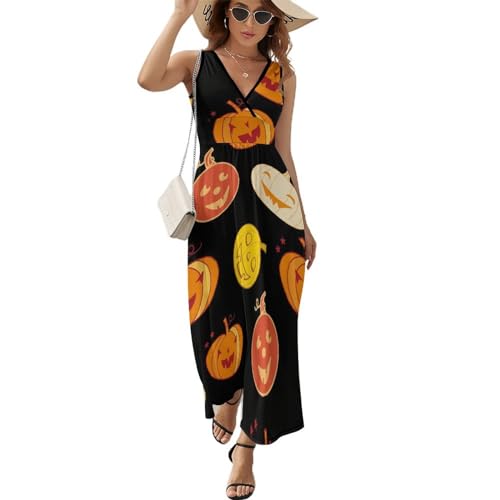 Robe longue d'été sans manches femmes col V décontracté chic chic et maxi robe de plage