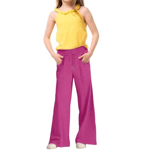 Girls Sweatpants Straight Leg Joggers with Pockets High Waist Trousers Casual Athletic Track Pants for 4-14 Years
