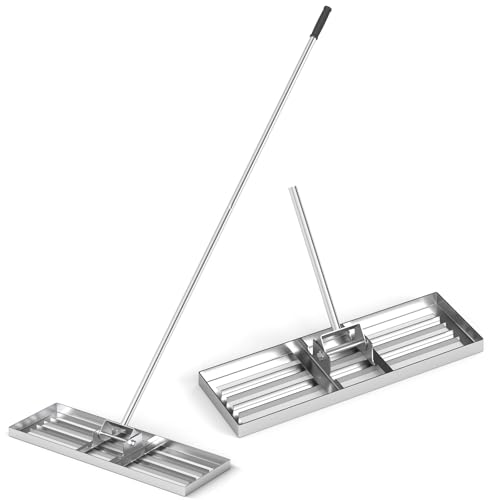 COSTWAY Lawn Leveling Rake, 30”/36”/42” x 10” Lawn Leveler with 77” Ergonomic Handle, Heavy Duty Landscape Rake Soil Leveling Tool for Garden, Golf Course and Farm (30” x 10”/75 x 25cm, Sliver)