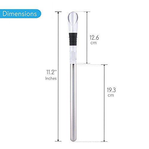 Nutrichef Pwchlr10 Wine Bottle Chiller Rod-Stainless Steel Acrylic Beverage Chilling Aerating Pourer Metal Wand With Rubber Stopper, 0, White #TOP1