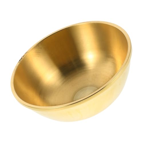 LOORGVEL Cuenco de Latón Puro 10 CM Redondo Tradicional para Ofrendas Budistas Cuenco Decorativo para Meditación y Rituales Recipiente Religioso Versátil para Templo y Altar