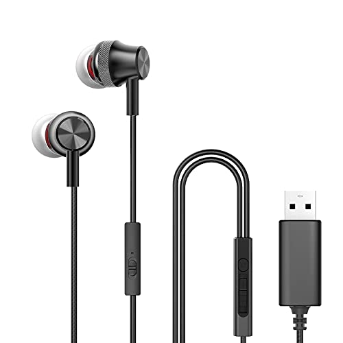 USB Headphone for PC with Mic,USB Headset with Microphone Mute Function&Volume Control with Heavy Stereo for Office Live Broadcast YouTube Video