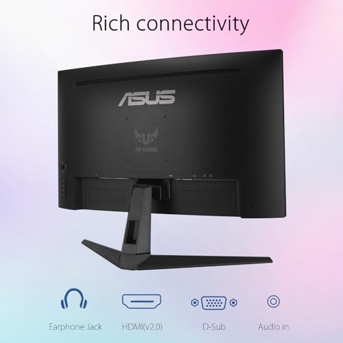 Image of ASUS TUF Gaming 27 inch Curved Monitor, FHD Display, 165Hz, 1ms MPRT, VA Panel, Extreme Low Motion Blur, Adaptive-Sync, FreeSync Premium, HDMI, VGA, Eye Care, VESA, Tilt|Swivel Adjustable Stand, Black