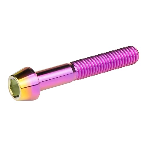 Image of Titanium Ti Bolt M5x9 16 18 20 25 30 35 40 45 50 55 60mm Tapered Head Screws Pack of 4 (M5x40mm, Purple Gold)