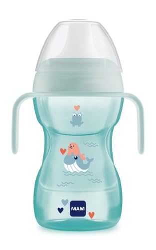 MAM Tazza Fun To Drink Cup con Manici e Beccuccio Rigido, 8+ Mesi, 270 ml, Azzurro