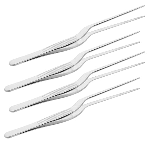 Abaodam Juego de 4 Pinzas Curvas para Limpieza de Oídos de Acero Inoxidable 304 Herramienta Segura para Extraer Cerumen en Casa y Viajes Accesorio Portátil para Higiene Auditiva