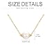 14K Solid Gold Pearl Necklace for Women, Delicate Cultured Freshwater Pearl Choker Pendant Necklace Love Jewelry Gift for Girls, Mom, Wife 16