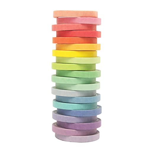Washi Tape Set 20 Rolls 7.5 mm Rainbow Colors Thin Decorative Tape