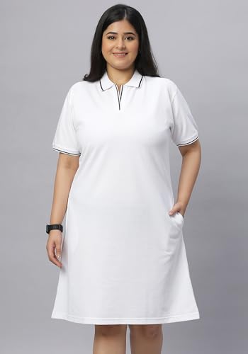 Image of Wear Your Opinion Women's Plus Size Soft PQ Polo Collar Neck Tipped Tshirt Dress