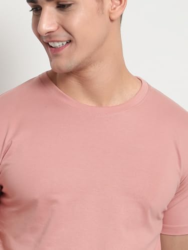 Image of BEYOUNG Cotton Regular Fit Plain T-Shirt for Men | Flexible Round Neck | Casual T-Shirt | Solid T-Shirt | Half-Sleeves | Stylish T-Shirt