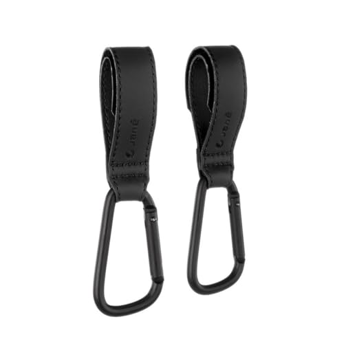Jané Crochets Universels pour Poussette, Lot de 2, Jusqu’à 5 kg par Crochet, Sangles Réglables Antidérapantes, Noirs