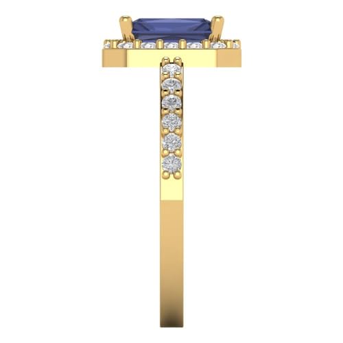 1.92 ctw Emerald Cut Solid Gold Engagement Ring for Women - 14K Yellow Gold - Simulated Blue Sapphire Wedding Promise Ring for Her3