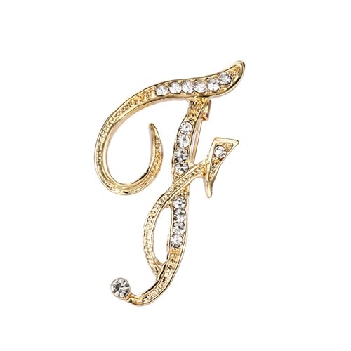 Image of Rhinestone Initial Brooch Pin for Women, Alphabet Gold Letter Brooch A-Z with Crystal, Metal Pin for Hat Bag Dress Suit Accessory for Men