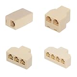 chenyang 4 Pack Telefonsplitter, RJ11 6P2C/6P4C Erweiterungsadapter unterstützt verlustfreie Übertragung für Festnetztelefon/Faxgerät/Modem