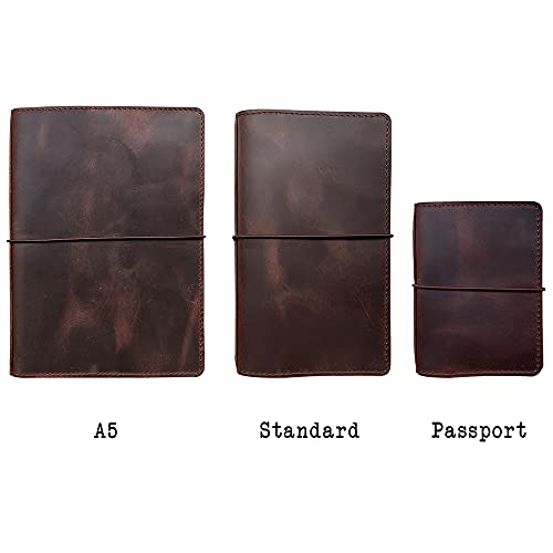 Newestor Travelers Notebook Cover With Inner Pockets, Card Slots And Pen Holder, A5 Size, Dark Brown #TOP6